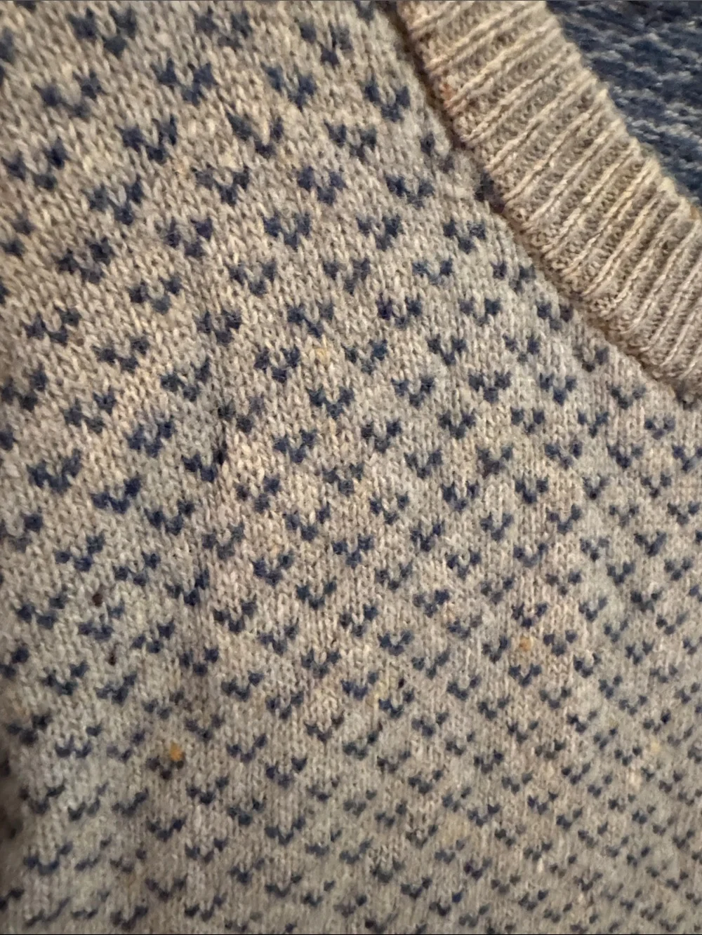 J. Crew Men’s Grey and Light Blue Wool-Blend Crewneck Sweater